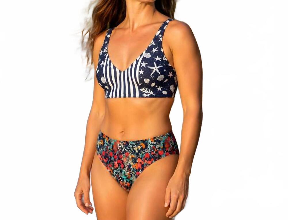 NEW TRIBAL reverse it bralette swim top in navy/floral